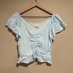 NWOT Japna women’s gingham top with scrunch tie